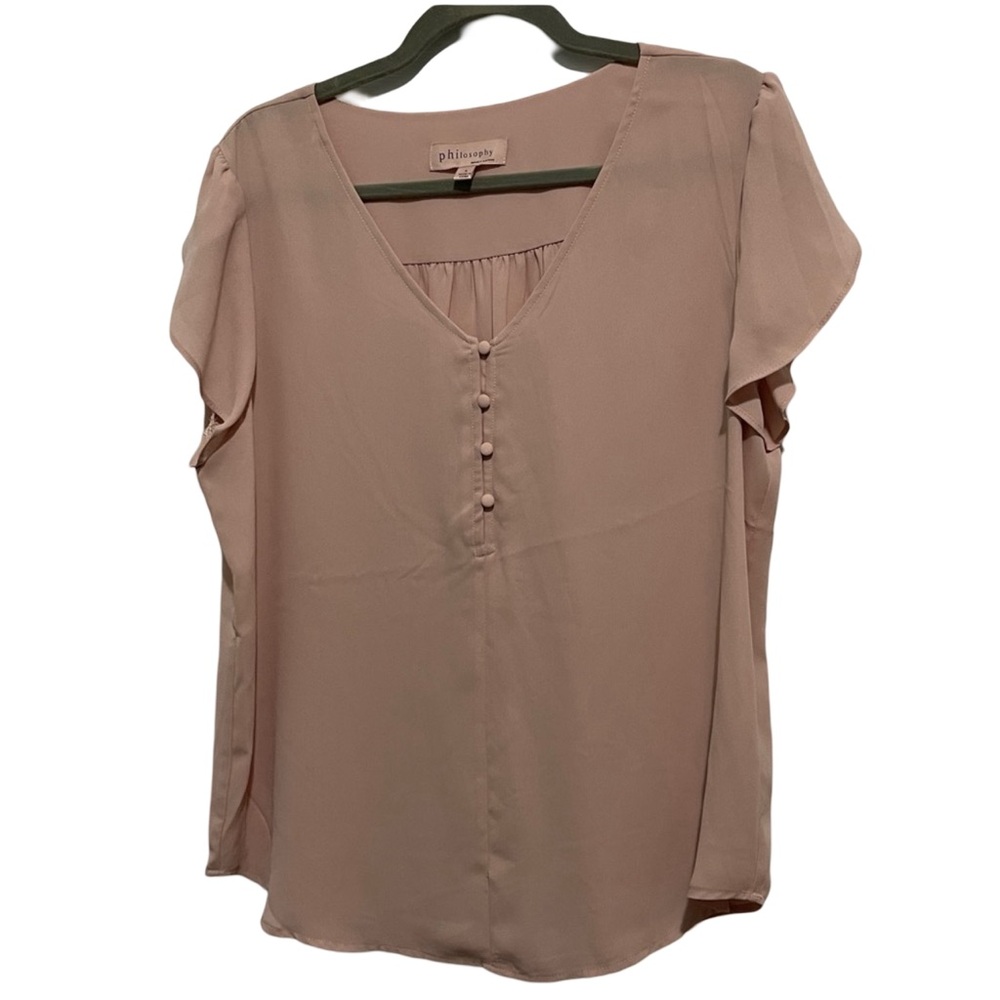 3375 Philosophy Mauve Ruffle Sleeve Top Shirt